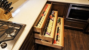 Space-Saving Cupboard Drawer For Spice Racks