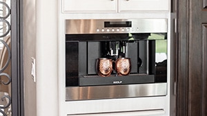 Built-In Coffee Maker System On White Counters